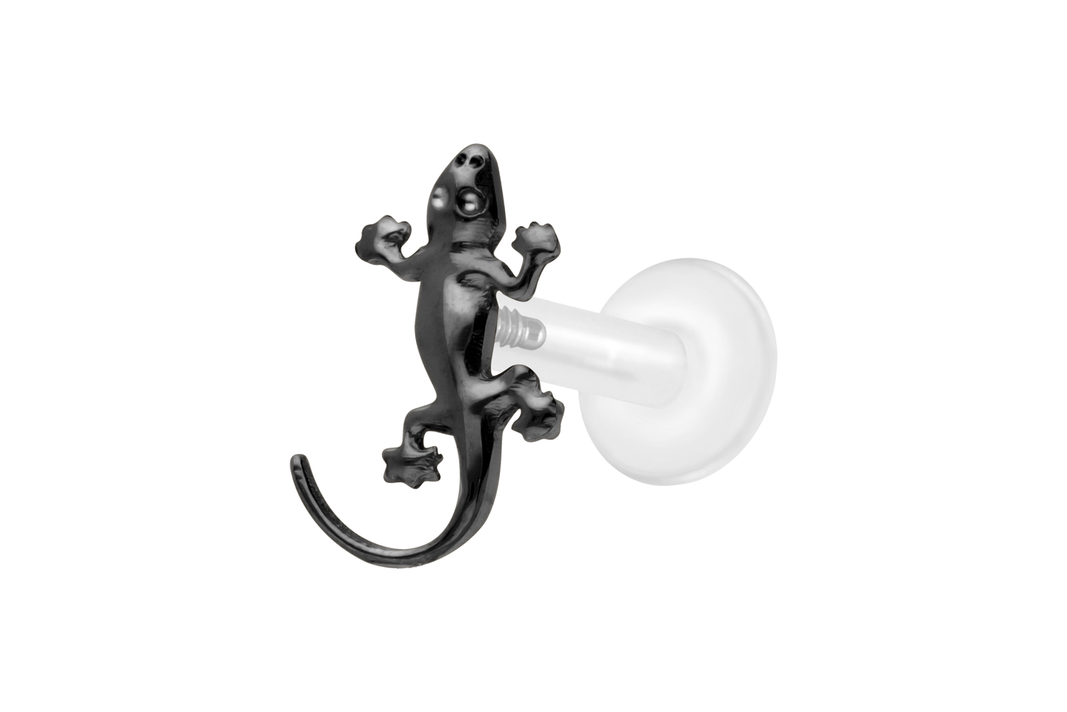 PTFE Labret Piercing mit Innengewinde + Titan-Aufsatz GECKO